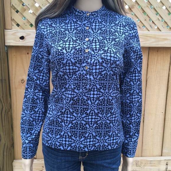 NWOT TALBOTS BLUE HENLEY STYLE BLOUSE - Picture 10 of 11